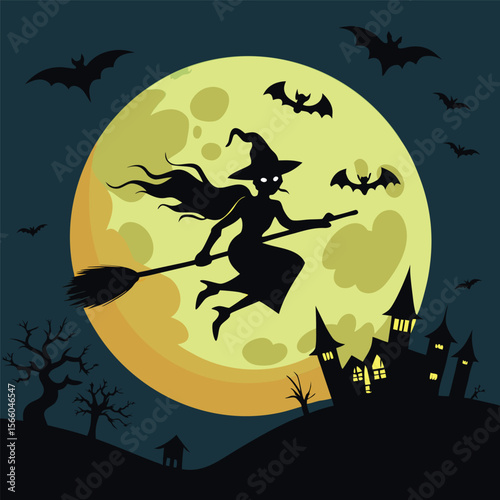 Witch Vector Icons with Halloween Symbols