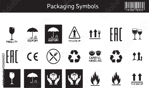Packaging Symbols isolated on white background
