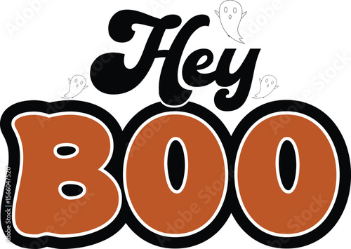 Hey Boo Halloween T-Shirt Design – Cute Ghost and Bold Text Graphic for Spooky Season