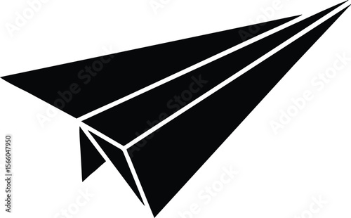 Paper airplane black silhouette vector, Paper air plane silhouette art