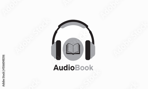 Audiobook symbol with headphones and open book icon