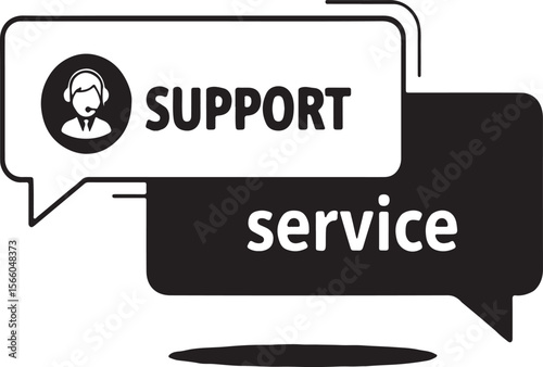 Customer support service concept with speech bubbles saying SUPPORT and service