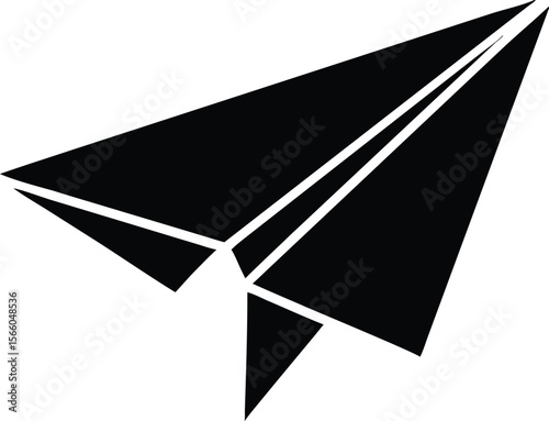 Paper airplane black silhouette vector, Paper air plane silhouette art