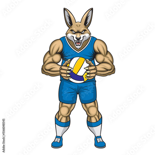 volleyball mascot kangaroo vector illustration kangaroo volleyball design