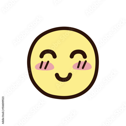 Happy yellow smiley face cartoon character illustration with a funny, smiling emotion icon