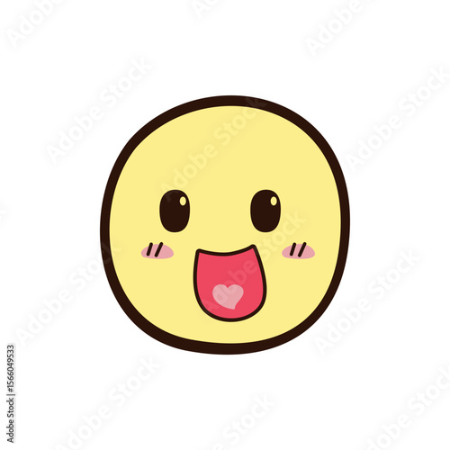 Happy yellow cartoon smiley face icon expressing cheerful joy