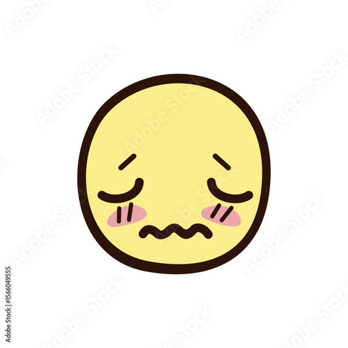 Sad Emoji Illustration A Cute, Worried Yellow Face