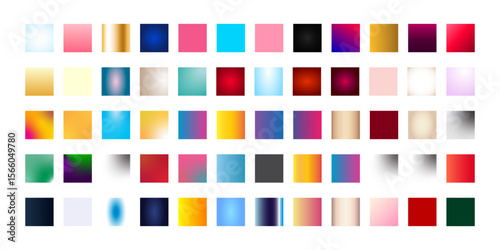 Extensive set of modern gradient color swatches with trending hues and tones designed for web, UI, UX interface, and stylish graphic design background collections.