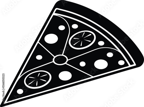 Pizza slice silhouette vector illustration, pizza icon, food vector, fast food, pizza slice design