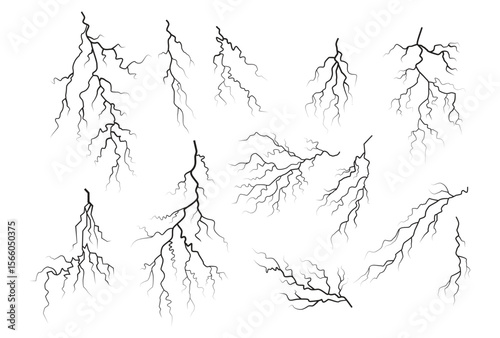 Lightning vector thunder, power energy, flash bolt
