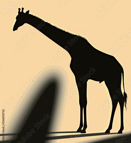 Silhouette of a graceful giraffe against a warm background.