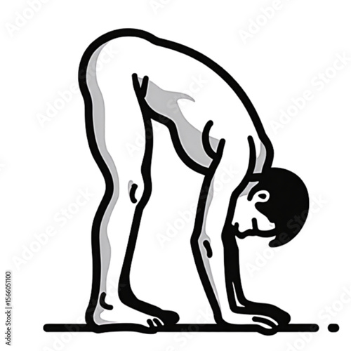 Man performing a forward bend stretch. 