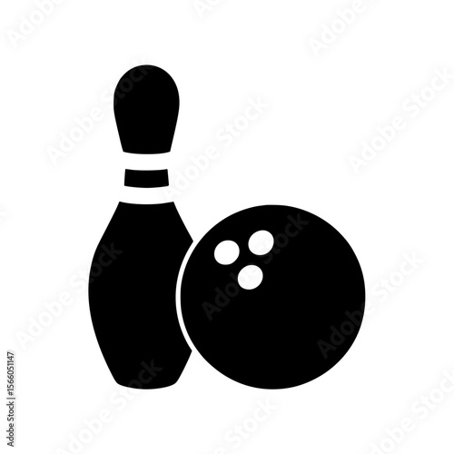 Silhouette illustration of bowling pin and ball