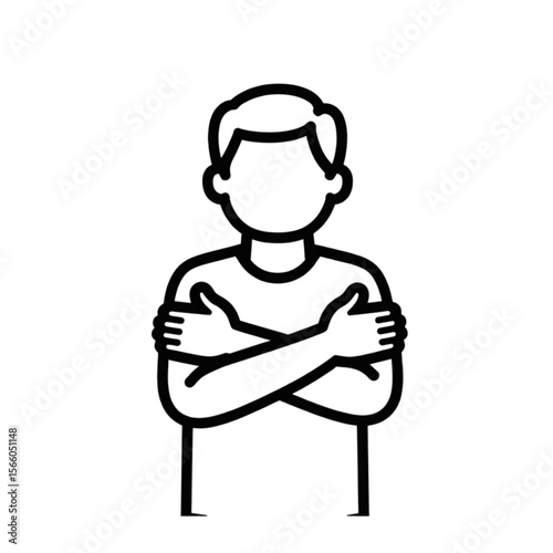 Man embracing himself with crossed arms. 