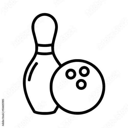 Simple line art illustration of bowling pin and ball
