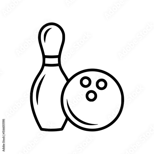 Simple line art illustration of bowling pin and ball