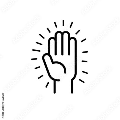 Hand raising gesture with radiating lines 
