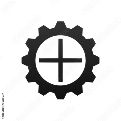 Icon of a gear with a plus sign in the center 