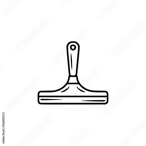 Simple black line art illustration of a window squeegee