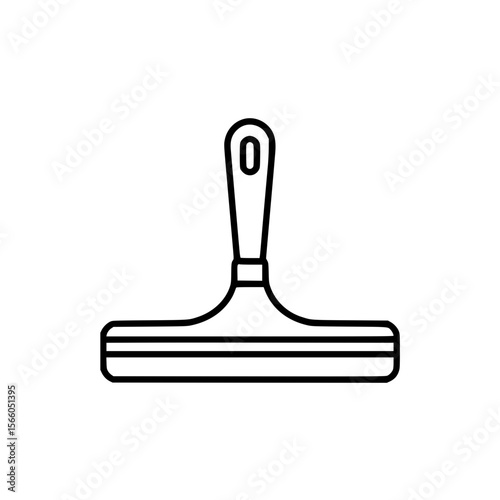 Simple black line art illustration of a window squeegee