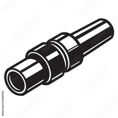 A black and white illustration of a cylindrical connector for electrical connections.