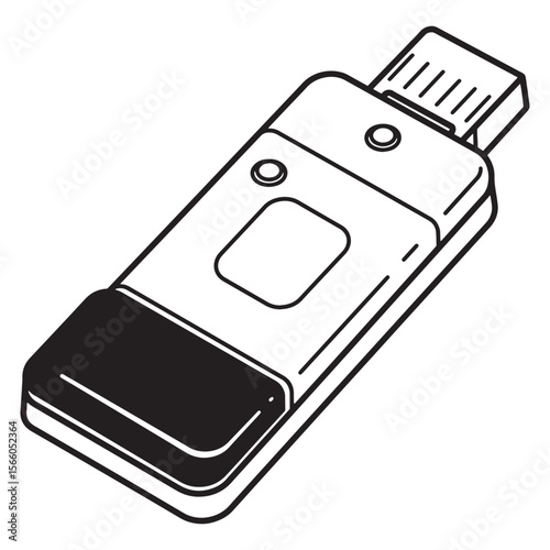 Black and white illustrated usb flash drive technology storage device icon concept