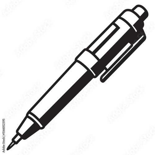 Black and white illustration of a detailed fountain pen design for creative purposes