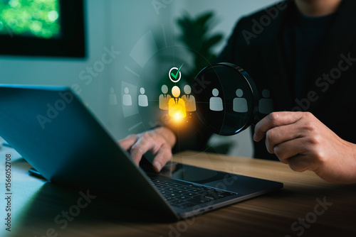 Papier peint HR manager selecting the right candidate using digital recruitment technology, m