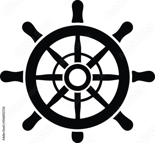 Steering wheel Silhouette, Steering wheel icon. ship steering silhouette vector illustration