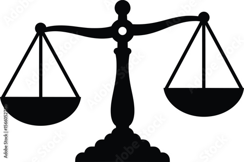 The scales of justice are depicted isolated on white background