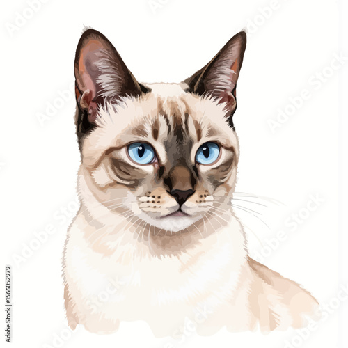 Siamese cat with blue eyes looking directly at the viewer  