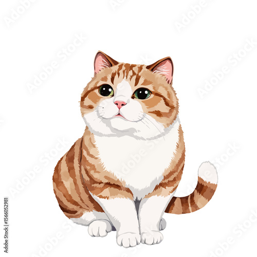 Cute orange tabby cat sitting with a curious expression  