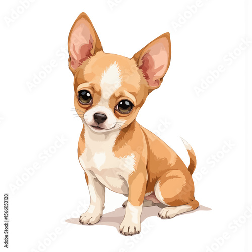 Cute cartoon Chihuahua dog sitting with a playful expression  