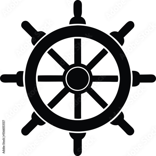 Steering wheel Silhouette, Steering wheel icon. ship steering silhouette vector illustration