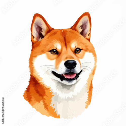 Shiba Inu dog head illustration with a cheerful expression  