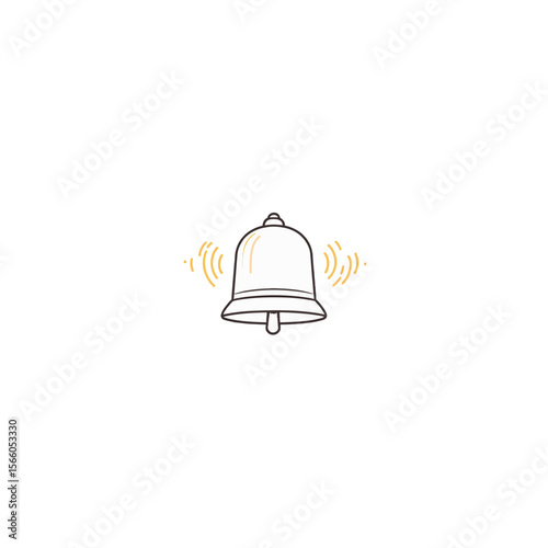 Bell ringing illustration with sound waves in modern style  