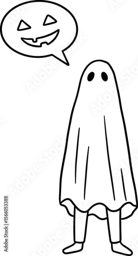 Halloween ghost costume drawing vector illustration spooky october celebration trick or treat season editable vector