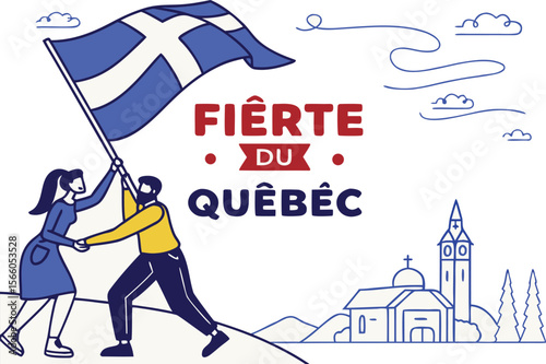Bonne Fete Nationale du Quebec, 24 Juin banner with grunge flag. Translation - Happy National Day of Quebec,advertisement, canada, flag, horizontal, patriotism, typescript, congratulating, design