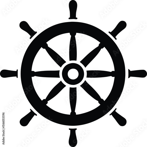 Steering wheel Silhouette, Steering wheel icon. ship steering silhouette vector illustration