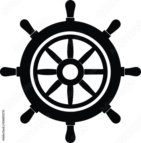 Steering wheel Silhouette, Steering wheel icon. ship steering silhouette vector illustration