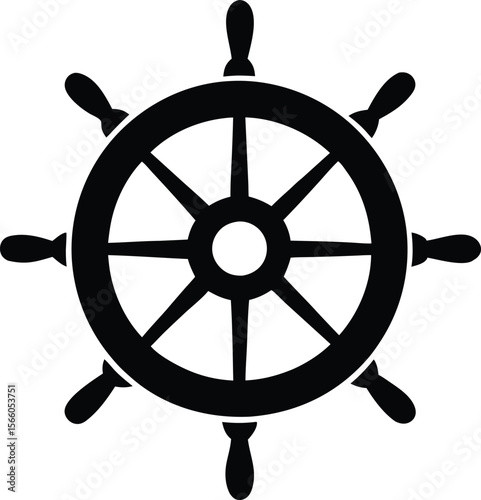 Steering wheel Silhouette, Steering wheel icon. ship steering silhouette vector illustration