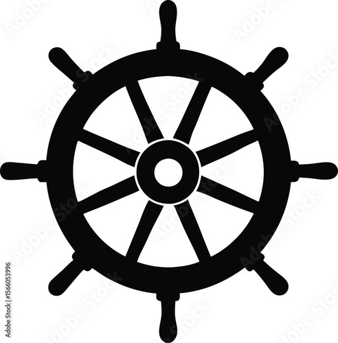 Steering wheel Silhouette, Steering wheel icon. ship steering silhouette vector illustration