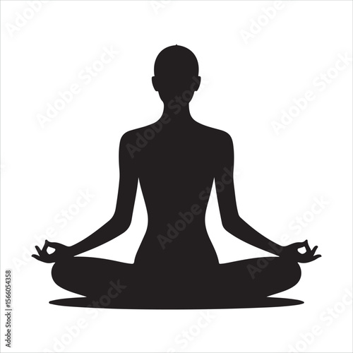 Silhouette of a person meditating in a lotus pose with hands in gyan mudra