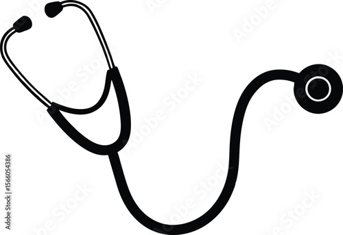 A simple black silhouette of a stethoscope vector, stethoscope vector silhouette isolated icon on white background