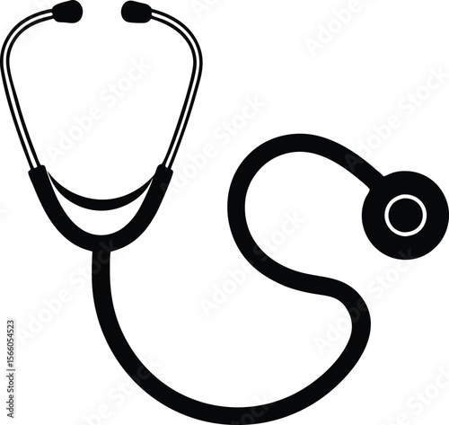 A simple black silhouette of a stethoscope vector, stethoscope vector silhouette isolated icon on white background