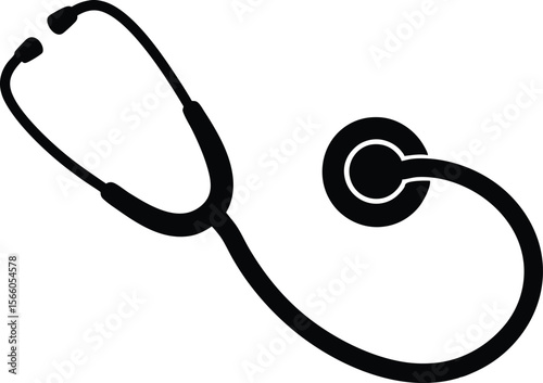 A simple black silhouette of a stethoscope vector, stethoscope vector silhouette isolated icon on white background