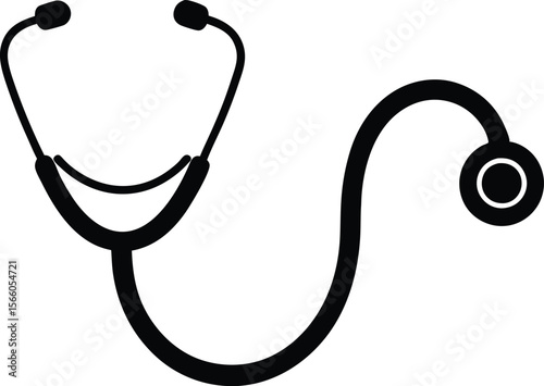 A simple black silhouette of a stethoscope vector, stethoscope vector silhouette isolated icon on white background