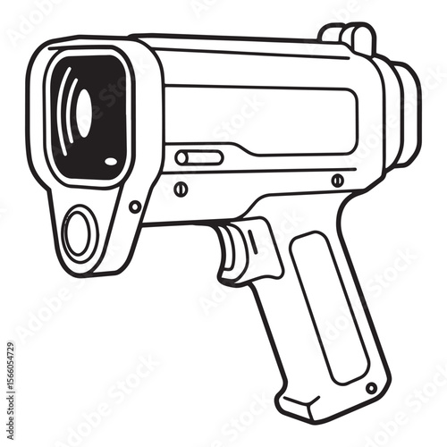 Handheld speed detector vector illustration in black and white isolated on white background
