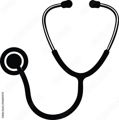 A simple black silhouette of a stethoscope vector, stethoscope vector silhouette isolated icon on white background