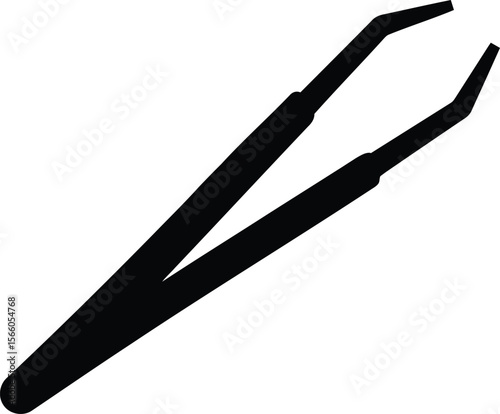 A pair of tweezers is isolated on white background